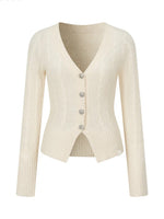 Cable-Knit V-Neck Cardigan