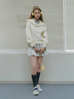 Vintage Lace Collar Embroidered Sweatshirt