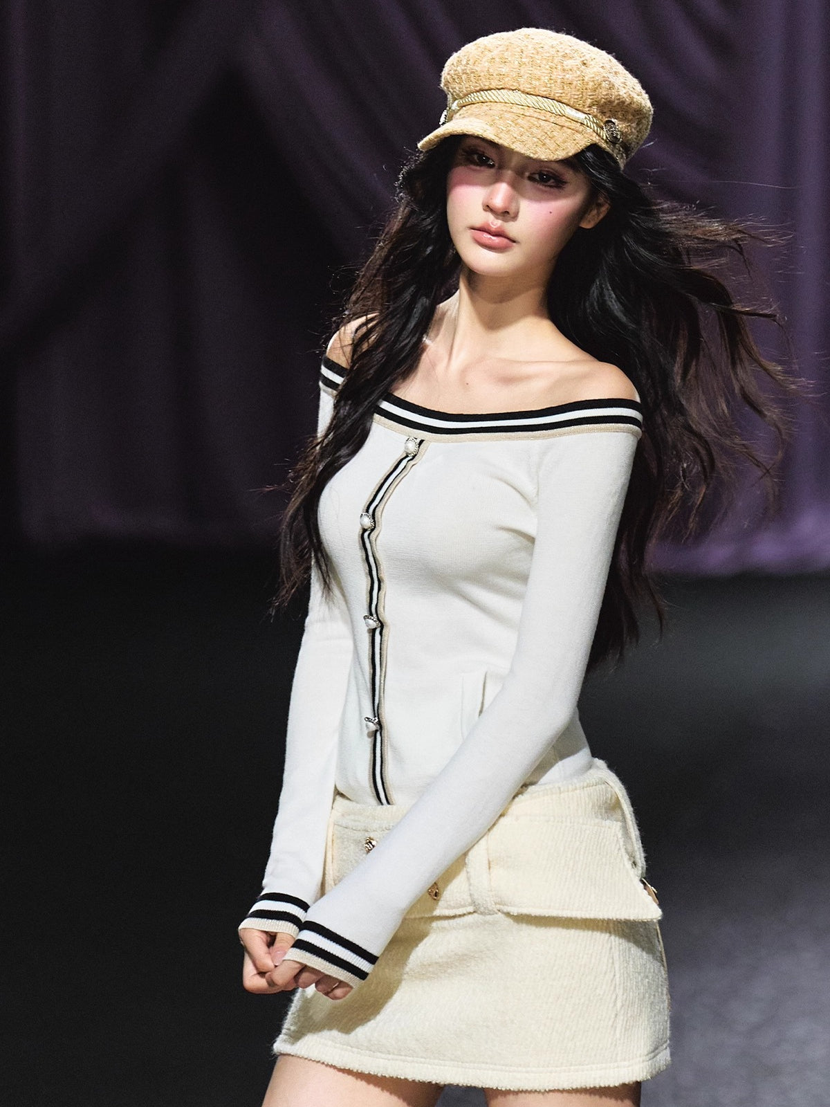 Off-Shoulder Wool Knit Top