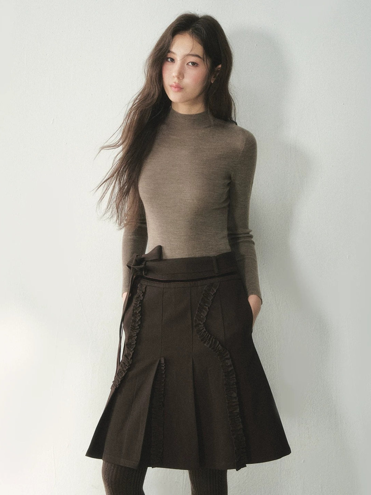 Pure Wool Mock Neck Knit Top