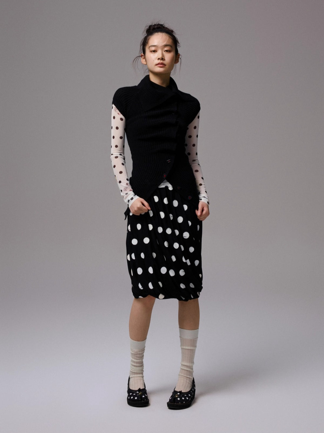 Asymmetrical Lapel Slouchy Knit T-shirt