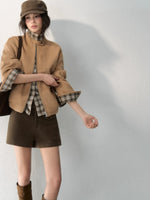 Layered Plaid Wool Blend Jacket
