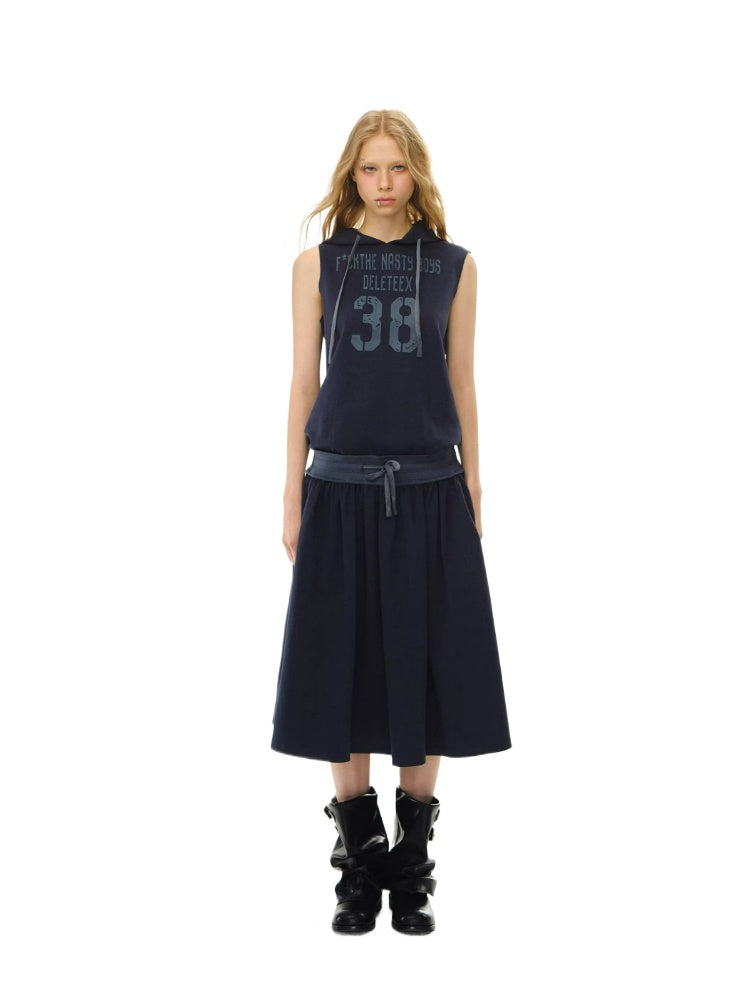 Hooded Sleeveless Jersey Dress