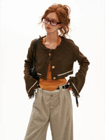 Wool Cropped Bell Sleeve Cardigan