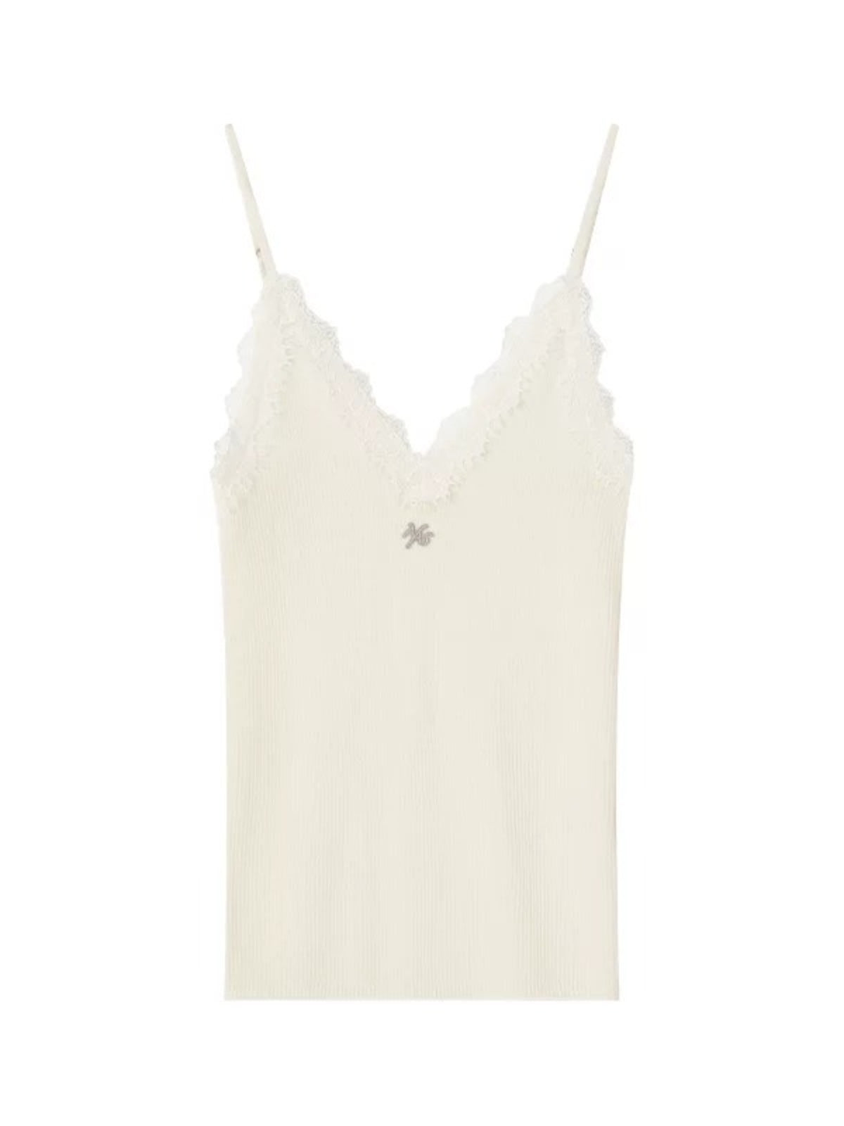 Lace Trim Wool Knit Vest