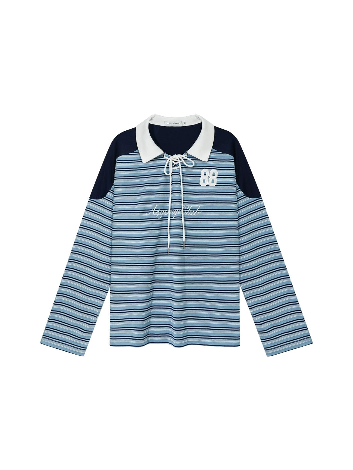 Vintage Striped Polo Lace Top