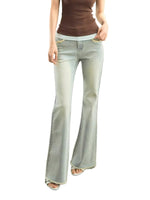 Studded Raw-Hem Flared Jeans