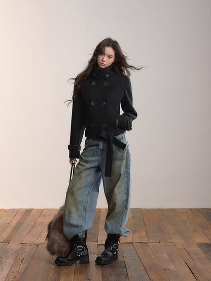 Detachable Long &amp; Short Length Thickened Wool Coat