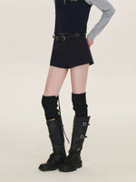 Belted Wool Blend Tailored Shorts