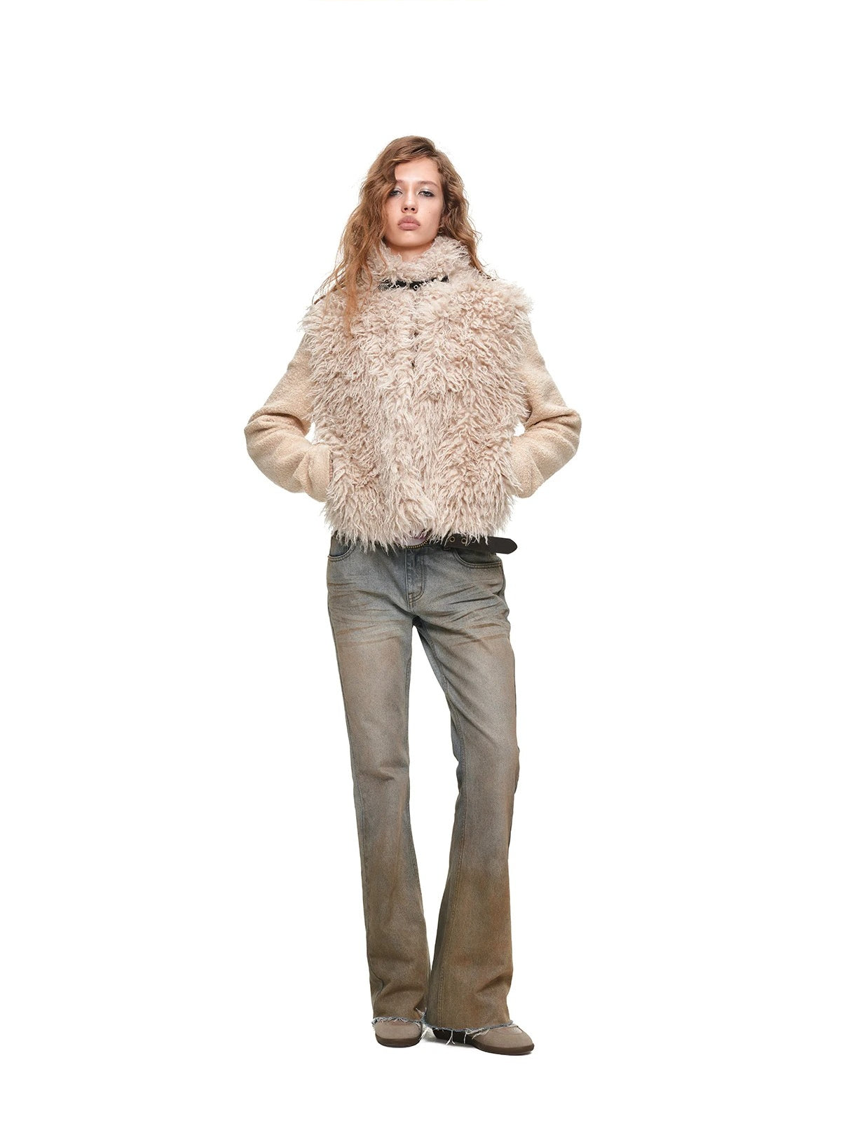 Vintage Faux Fur Panelled Wool-Blend Jacket