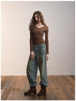 Lace-Trim V-Neck Long-Sleeve Knit Top