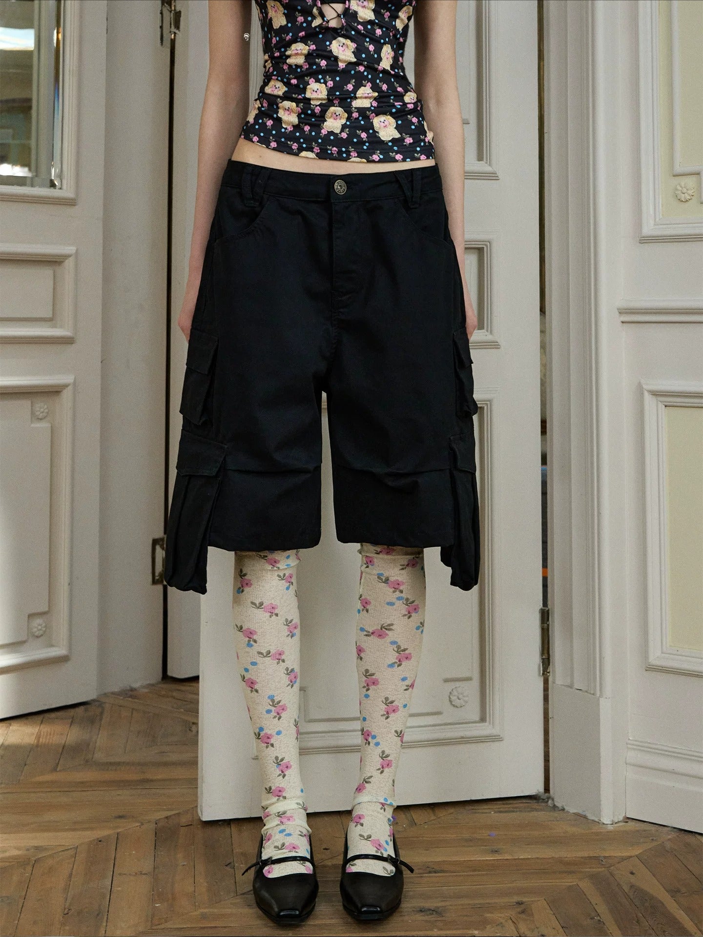Floral Print Over-the-Knee Socks