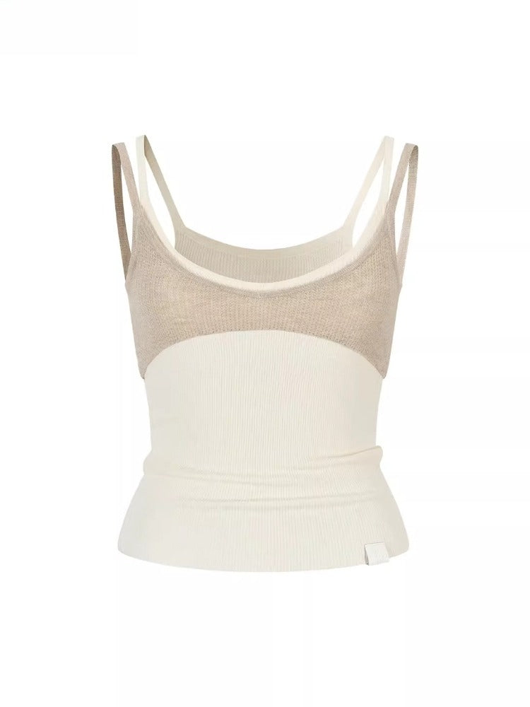 Contrast Knit Camisole Vest