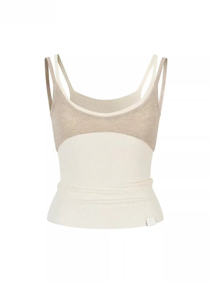 Contrast Knit Camisole Vest