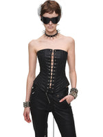 Washed Leather Corset Top