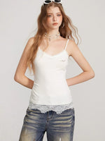 Lace Panel Long Camisole Top
