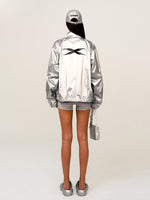 Silver & Black Loose Oversized Sports Jacket
