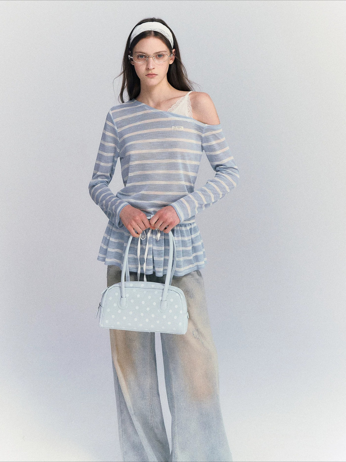Lace Strap Stripe Top