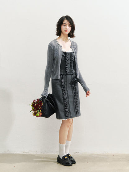 Miu-Style Lace Trimmed Camisole &amp; Skirt Set