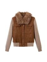 Faux Suede Wool Collar Jacket