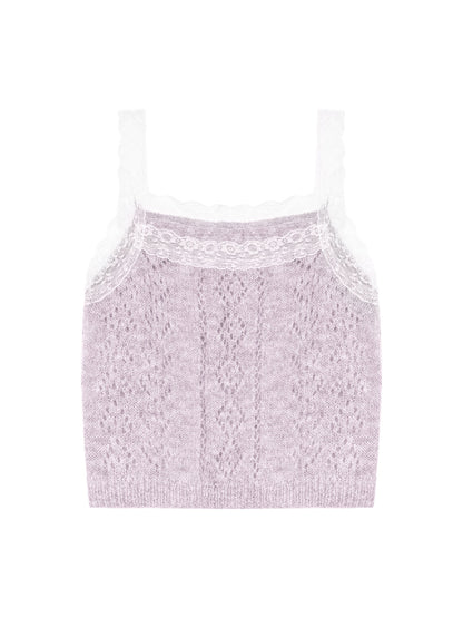 Gray &amp; Purple Lace Trim Cardigan