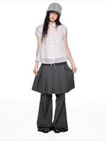 Pleated Skirt Flare Pants