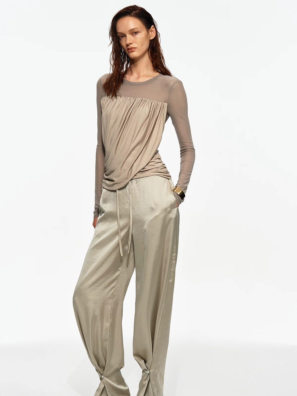 Ruched Lyocell Top