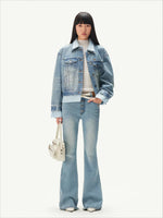 +5CM N1 Washed Suede Flare Jeans