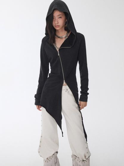 Rhinestone Studded Deconstructed Hoodie Dress