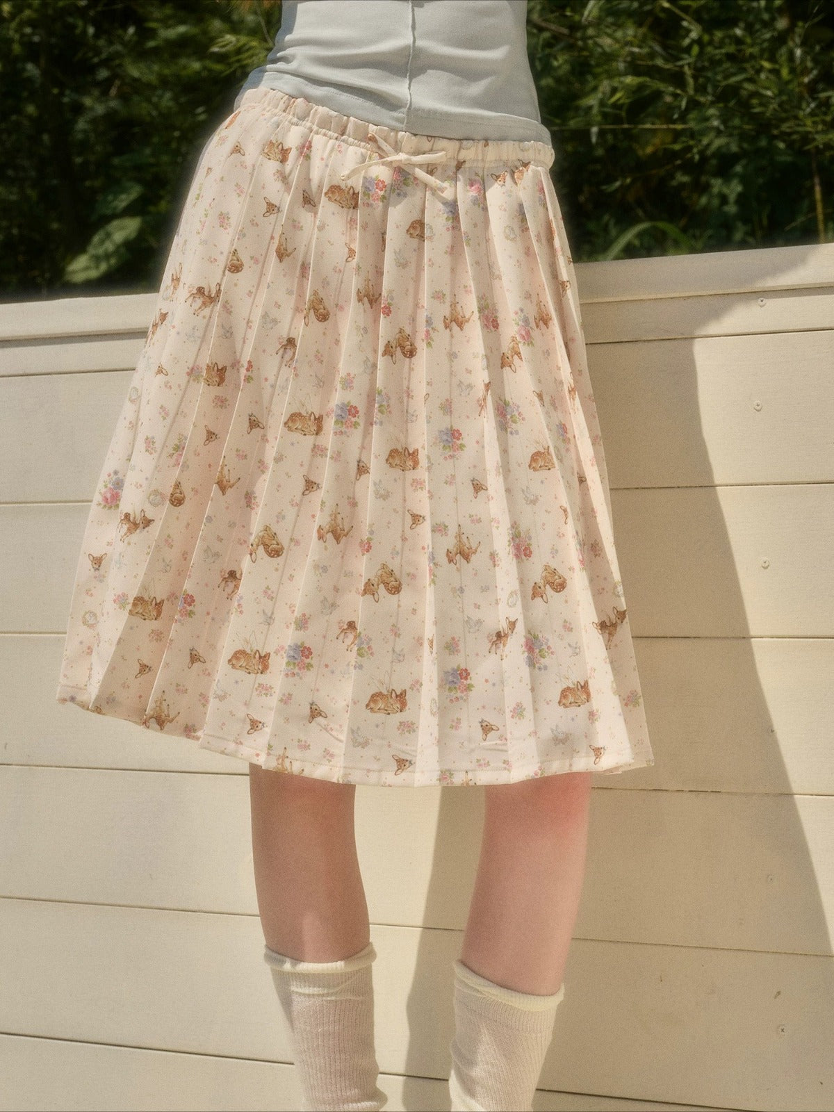Pleated Floral Skirt