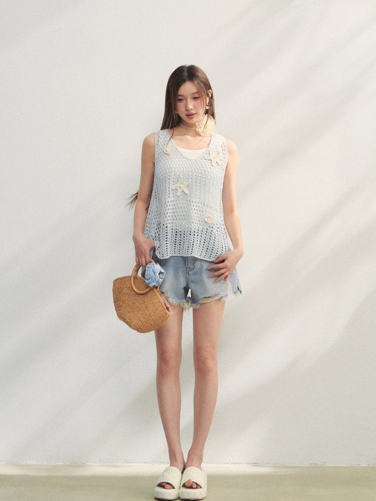 Pearl Crochet Hollow Vest Camisole
