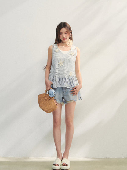 Pearl Crochet Hollow Vest Camisole