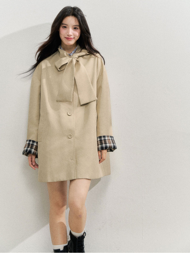 Khaki Bow Trench Coat