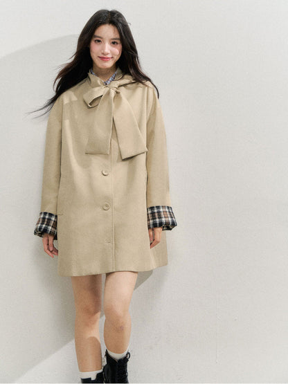 Khaki Bow Trench Coat