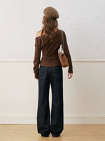 Lace Trim Twist Neck Top