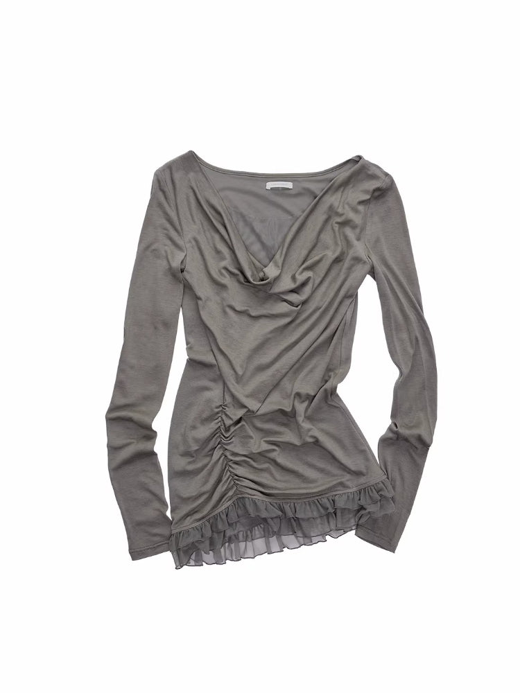 Draped Mesh Layered Top