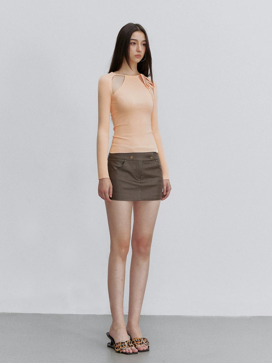 Cut-Out Rib Knit Top