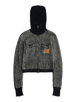 Striped Hooded Zip Knit Cardigan
