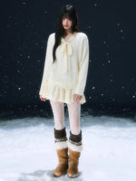 Beige Tie-Front Knit Dress