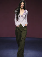 3D Rose Appliqué Sheer Knit Cardigan