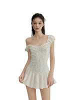 Jacquard Ruffle Mini Dress