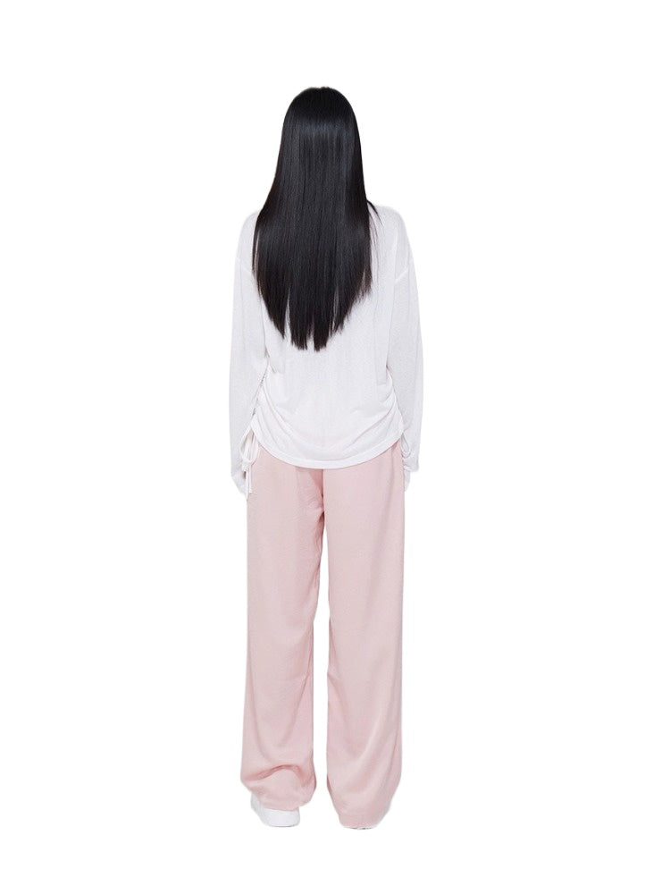 Ice Silk Pleated Wide-Leg Pants