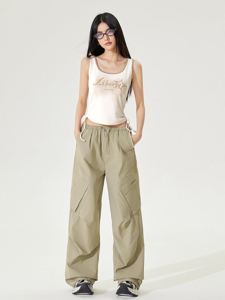 Color-block Tie-up Fitted Tank Top