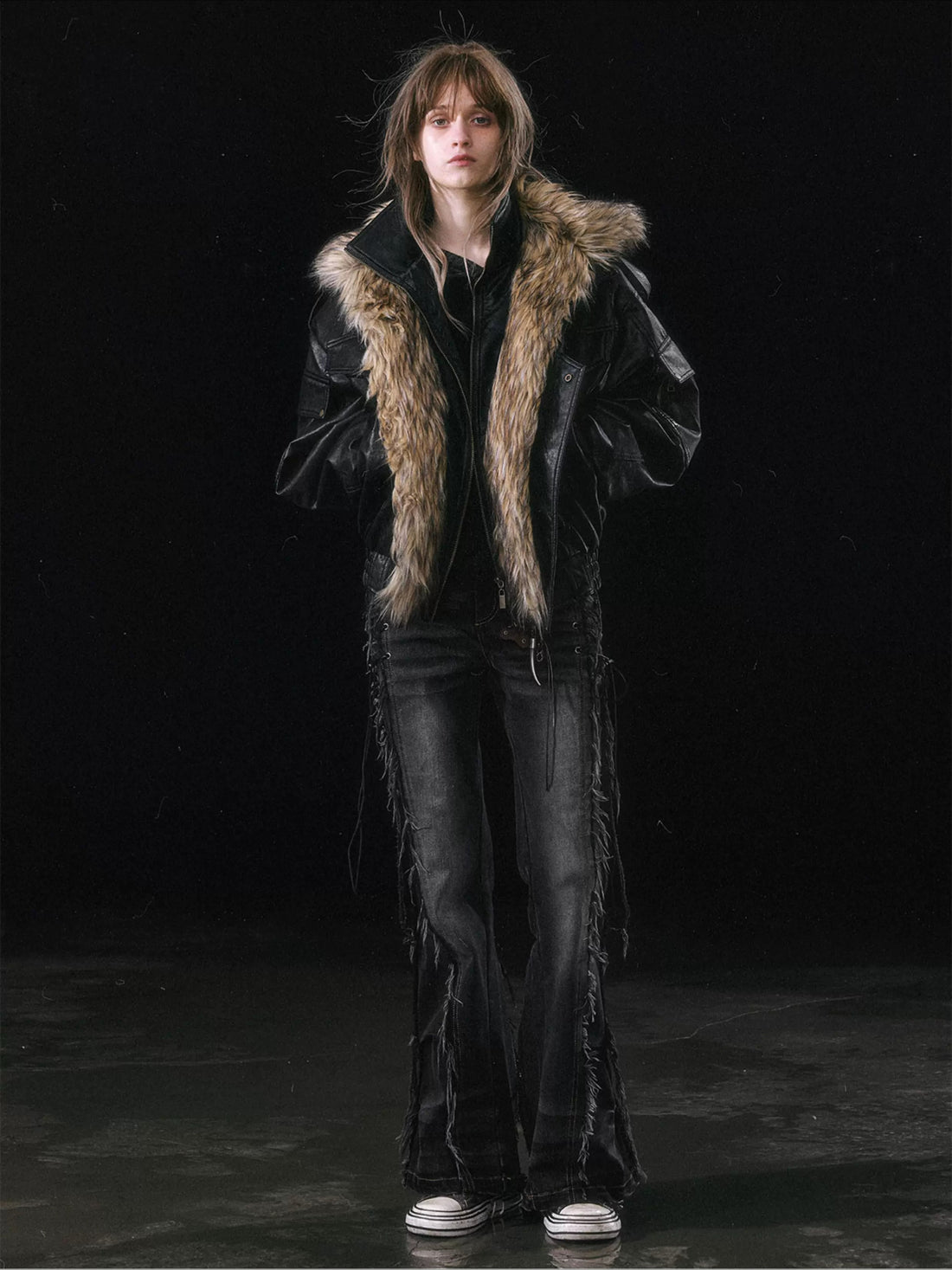 Detachable Fur Leather Jacket