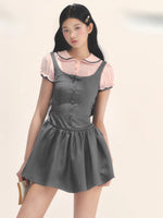 Spliced Fake Two  Piece Preppy Dress