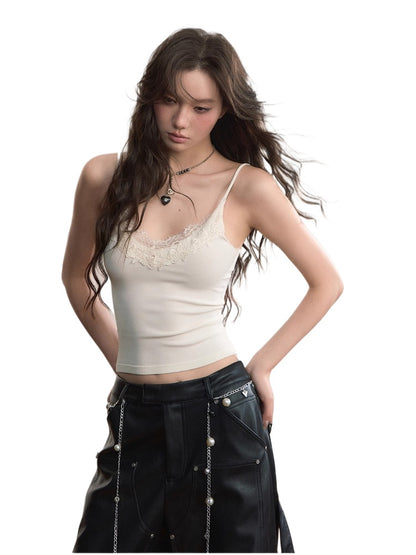 Lace Trim Cropped Cami Top