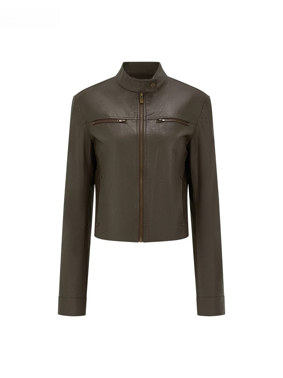 Brown Structured Leather Jacket