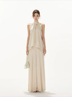 Light Champagne Satin Pleated Pants