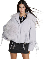 Winter Drawstring Fur Collar Down