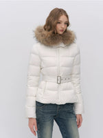 Fur Collar Belted Down Jacket
